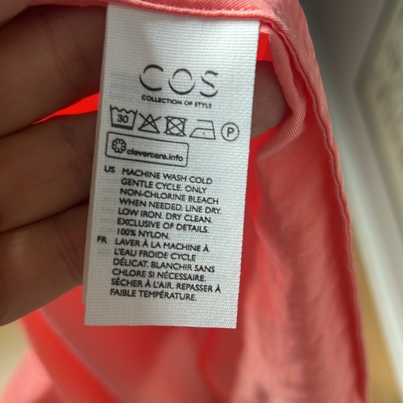 COS Sz 10 Coral Long One Cap Sleeve Back Zip Double Pocket Dress Peach - Picture 7 of 8